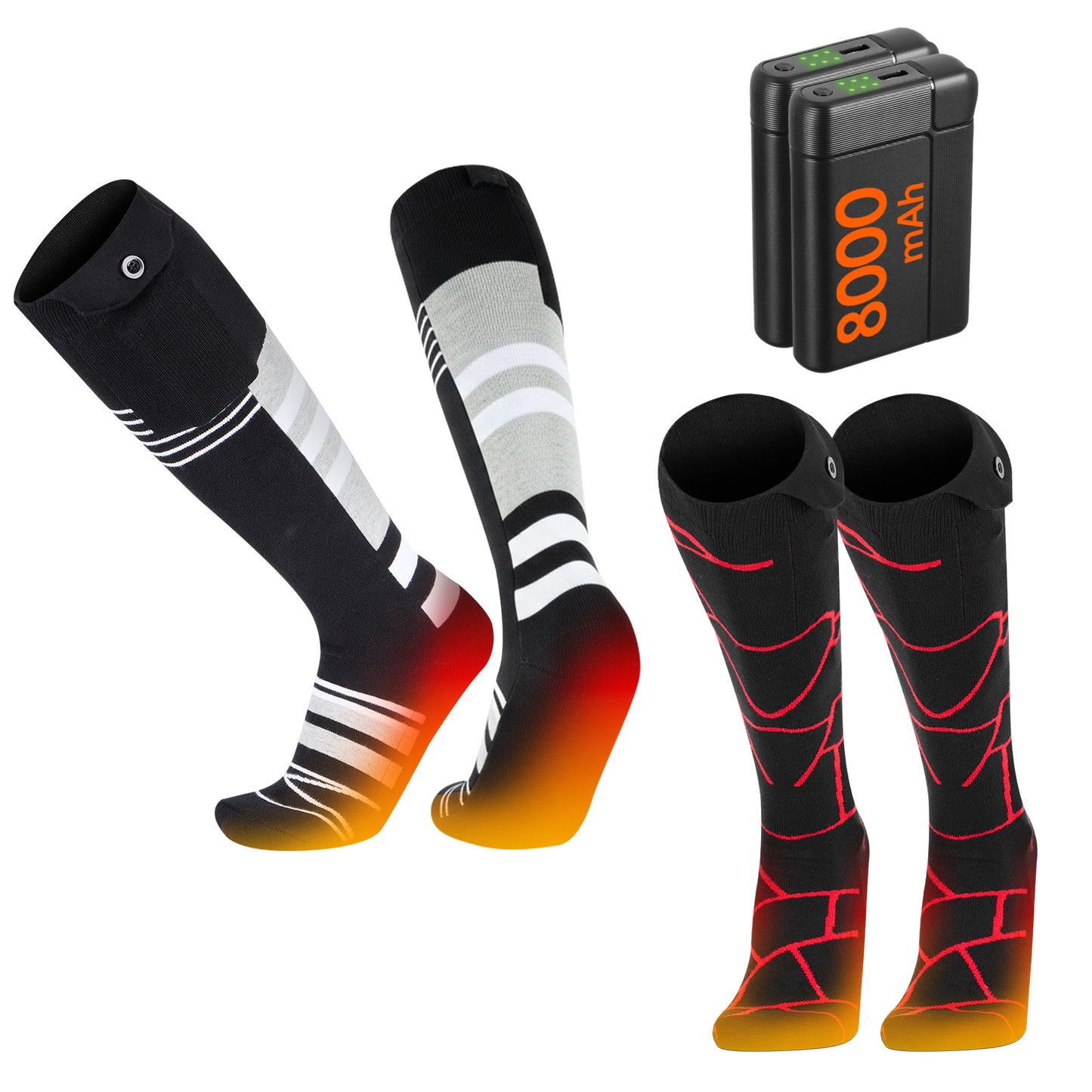 Lobmouse Heated Socks for Men Women, 8000mAh Rechargeable Electric Socks, Battery Operated Socks Foot Warmer Socks for Men Women,Outdoor Hunting Skiing Cycling Camping Hiking,Non-APP Control