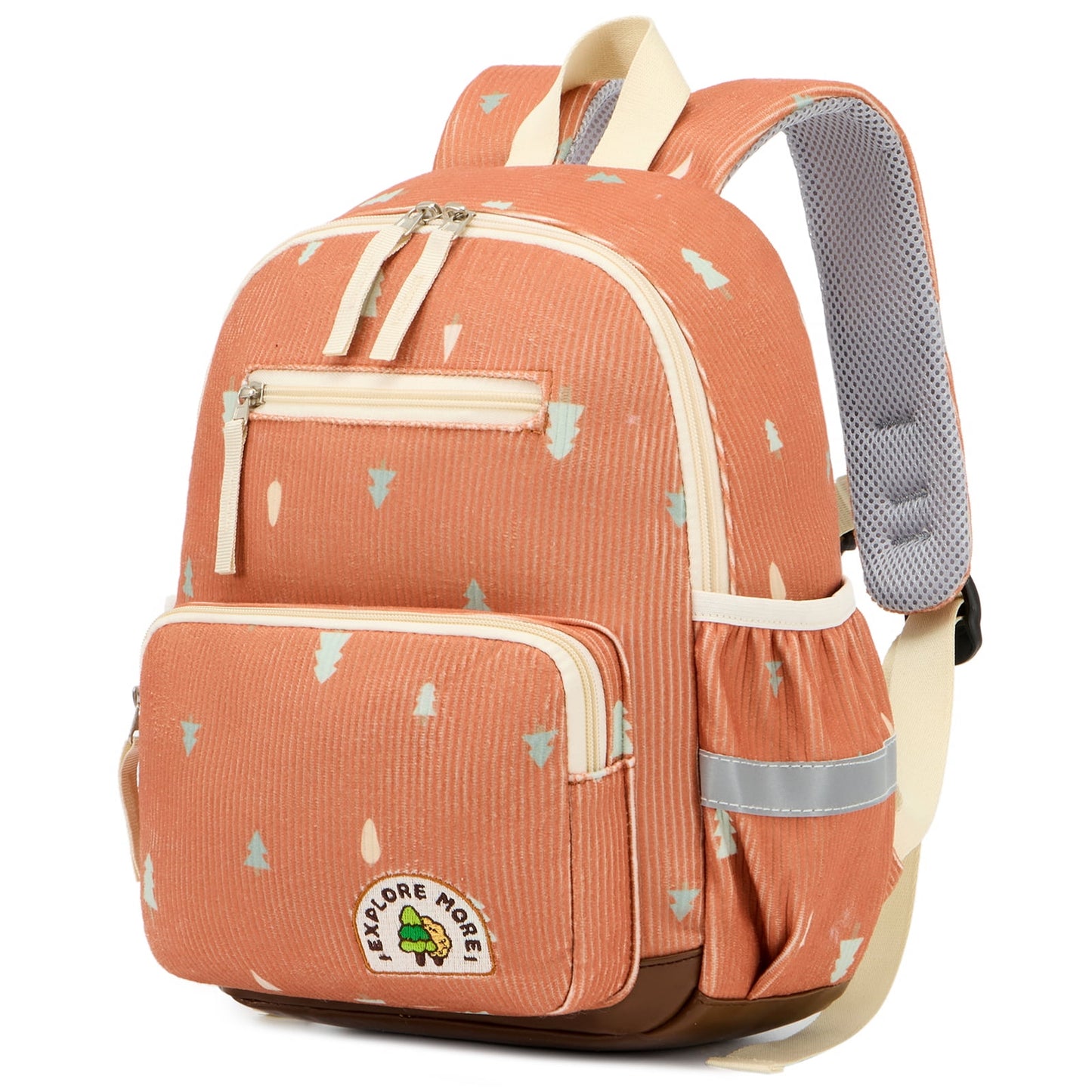 Toddler Backpack for Girls Boys Ages 2-6, Lightweight Preschool Daypack with Reflective 360¡ã Visibility Easy-Clean PU Bottom, Brown Christmas Tree