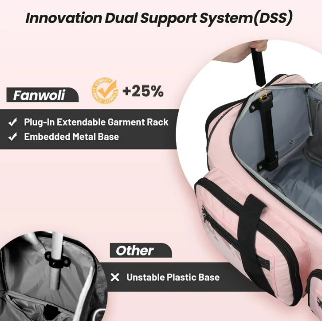 Fegat 23" Collapsible Rolling Competition Dance Duffle Bag, Pink-23Inch