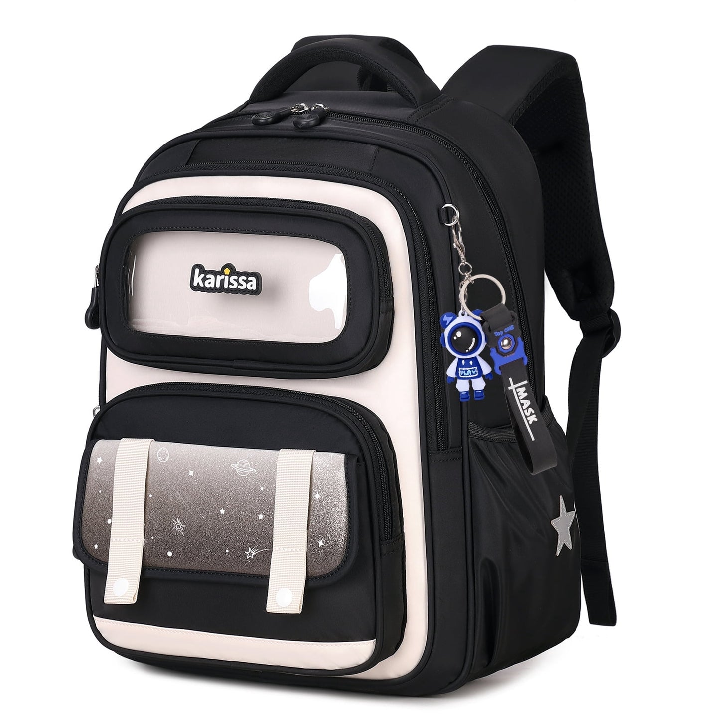 Kids Backpack,Ergonomic Bookbag for Ages 7-11 with Reflective Stripes,22L Waterproof School Backpack Black