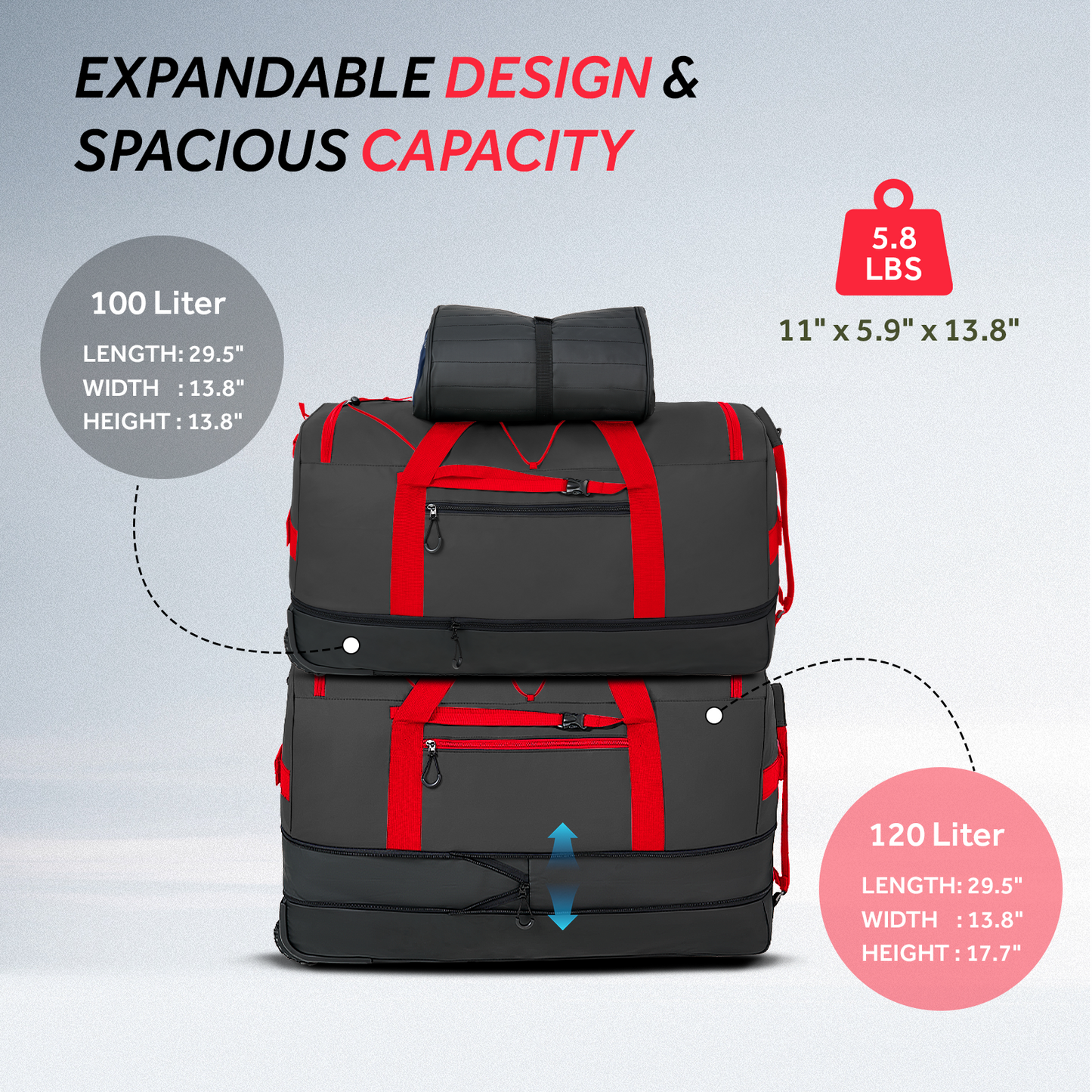 Fegat Foldable Rolling Duffel Bag,30'' Travel Duffel Bag Expandable 100L-120L Heavy Loads Design,Large Waterproof Wheeled Bag for Travel with Straps & Lock