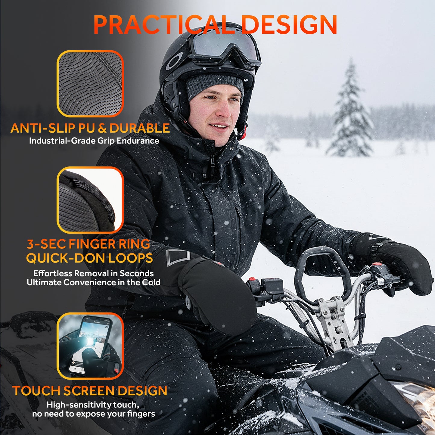 Heated Gloves for Men Women,158°F Heating Electric Rechargeable Winter Mittens,7.4V Leather Waterproof Touchscreen Hand Warmer for Motorcycle Work Ski Cycling(S/M/L/XL)