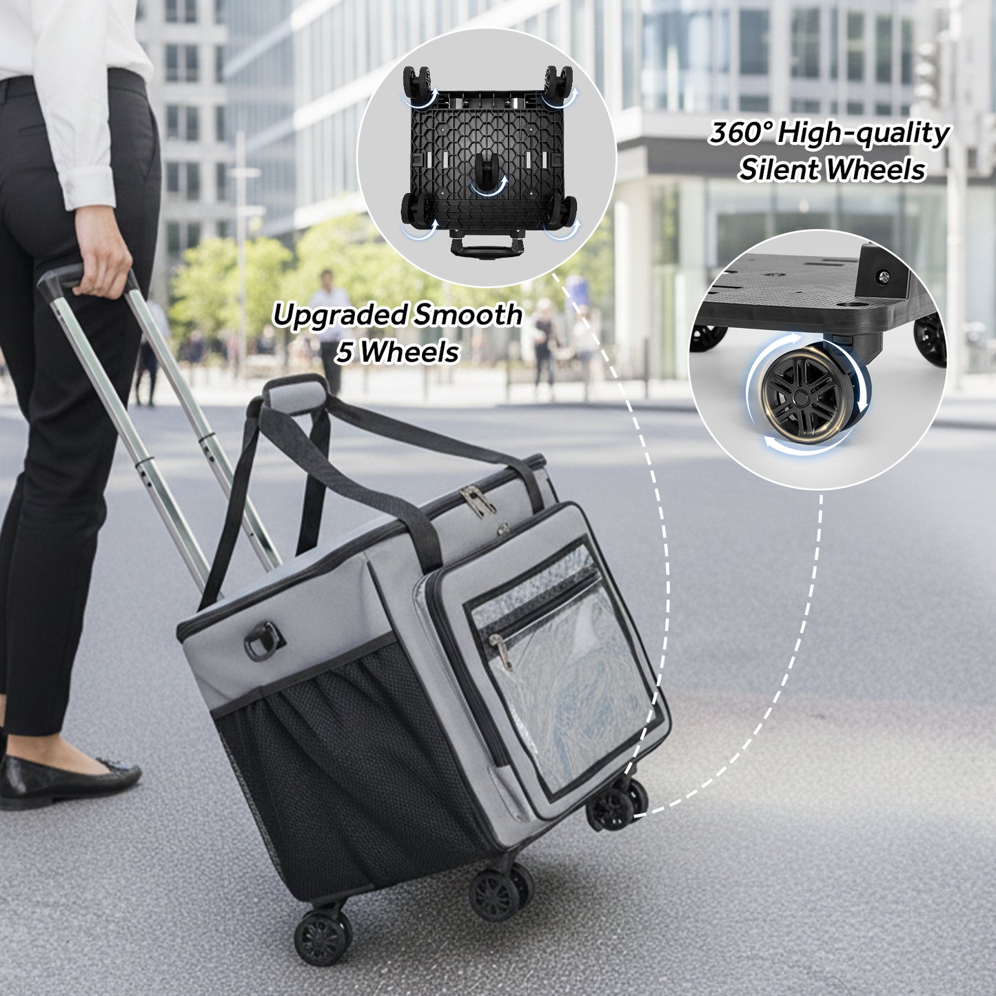 Fegat Rolling Craft Bag,Large Scrapbook Sewing Machine Tote Bag,Roller with Laptop Compartment,Detachable Cart,Sewing Accessories Tote for Women,Craft,Teaching,Office