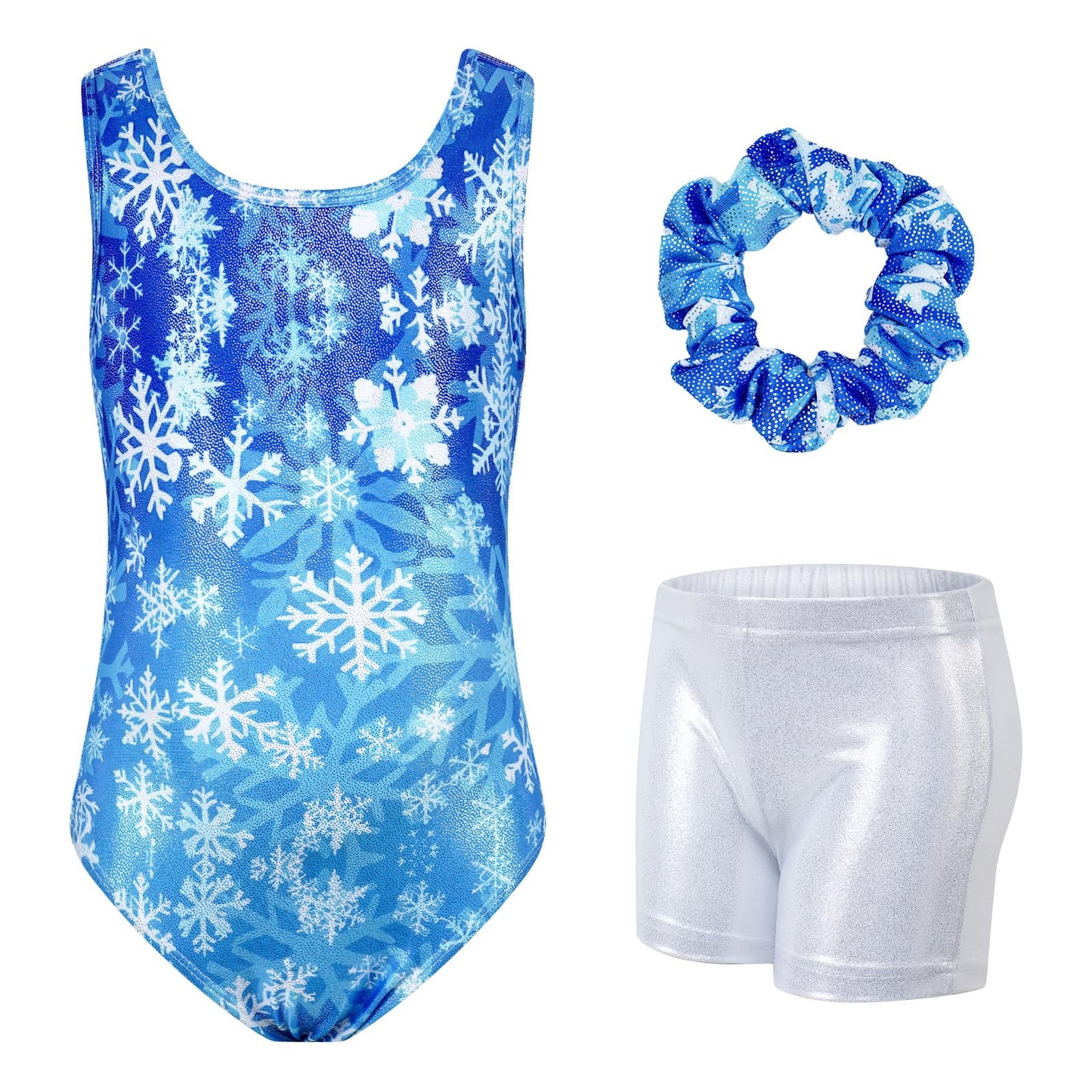 Gymnastics Leotards for Girls with Cross Back,Sparkly Dance Unitards with Shorts Biketards Outfit for 3-12 Years