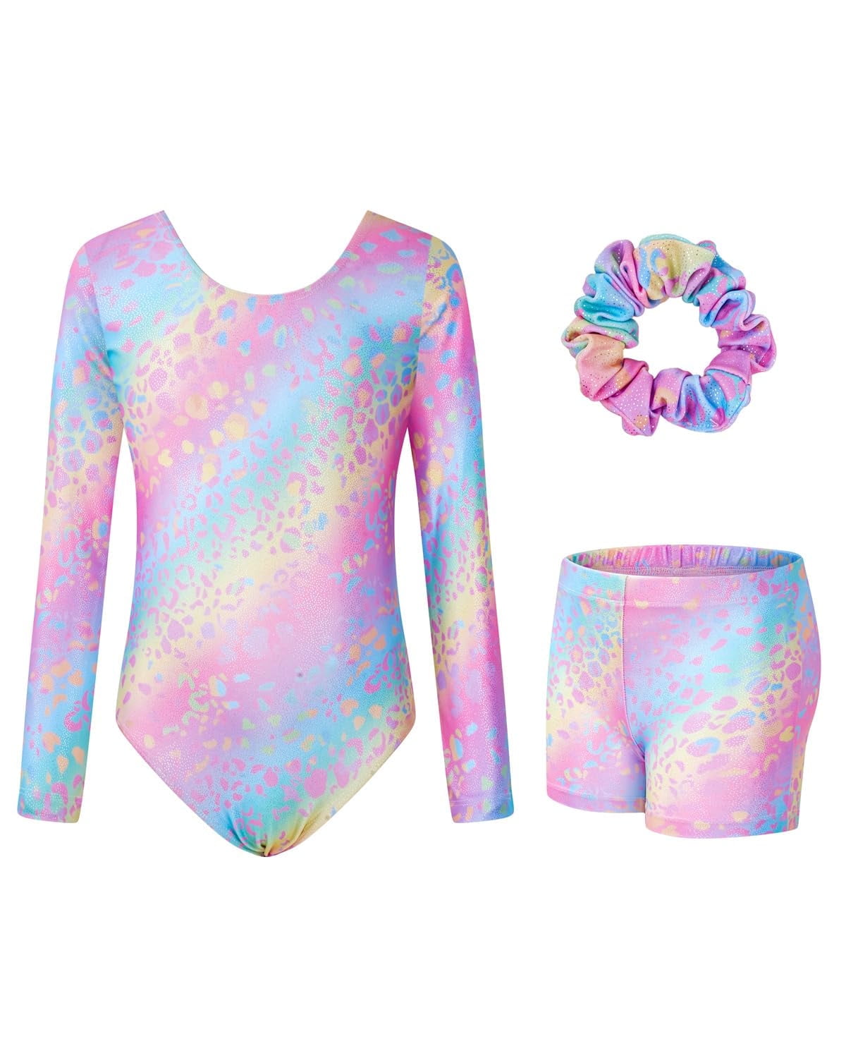 3 Pcs Set Sparkle Gymnastics Leotards for Girls Long Sleeve Gymnastics Clothes