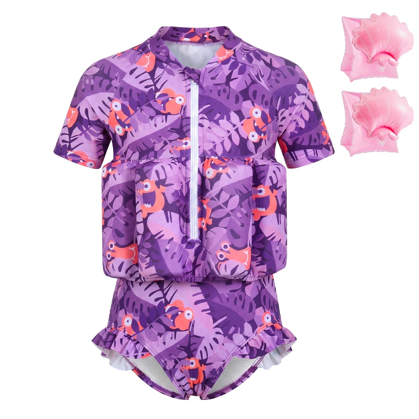 Koorium Toddler Floaties, One Piece Swimsuit with Bulit-in Floatation and Arm Wings for Boys and Girls