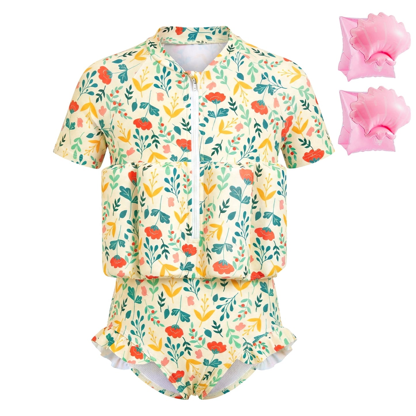 Koorium Toddler Floaties, One Piece Swimsuit with Bulit-in Floatation and Arm Wings for Boys and Girls