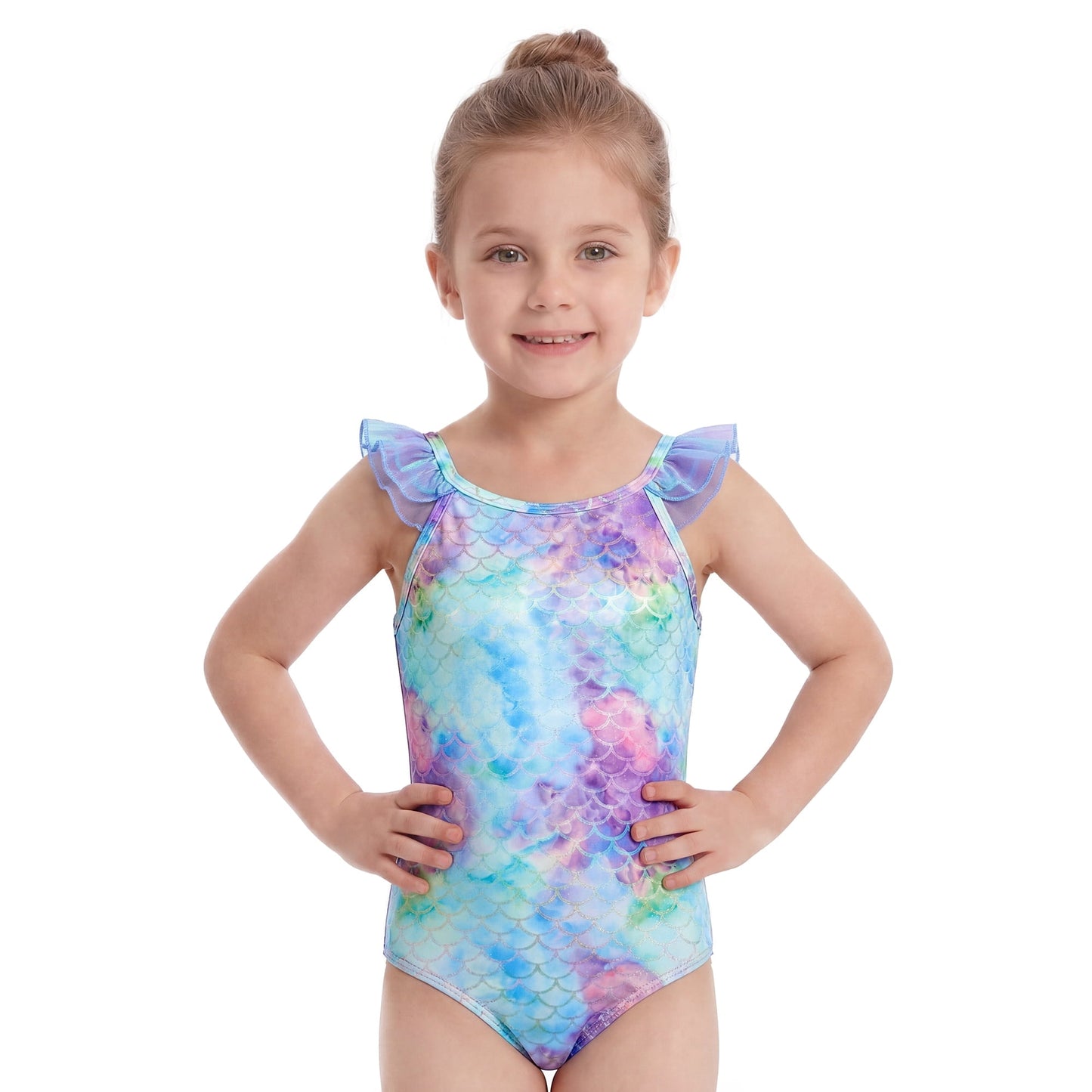 Girls One Piece Mermaid Scale Print Swimwear Bikini Colorful Bathing Suits Cosplay Cute Princess Beach Swimsuit Size 5T