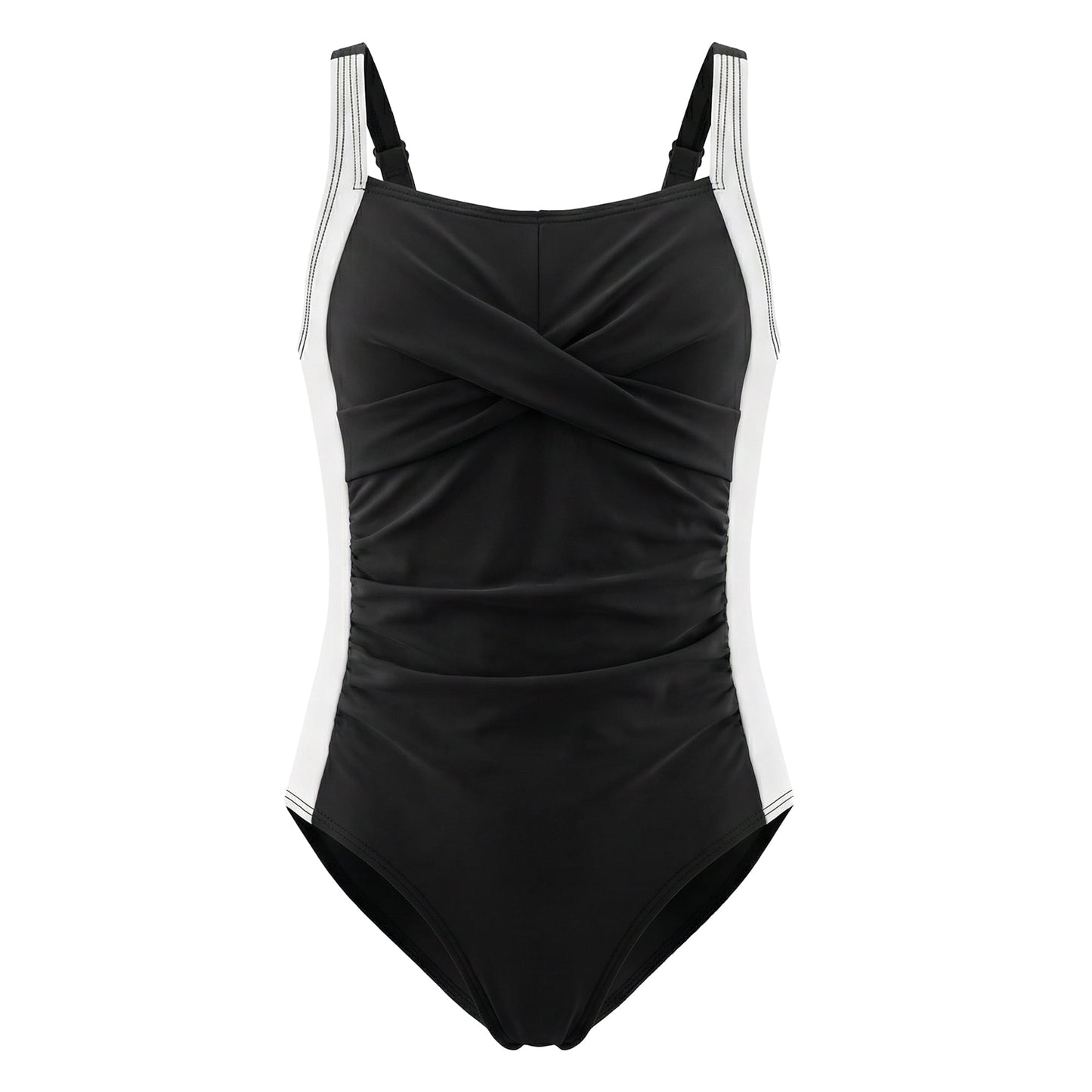 Girls Ruched Block Color One-Piece Crisscross Back Swimwear Sleeveless Swimsuit Bathing Suit Size 11-12Y