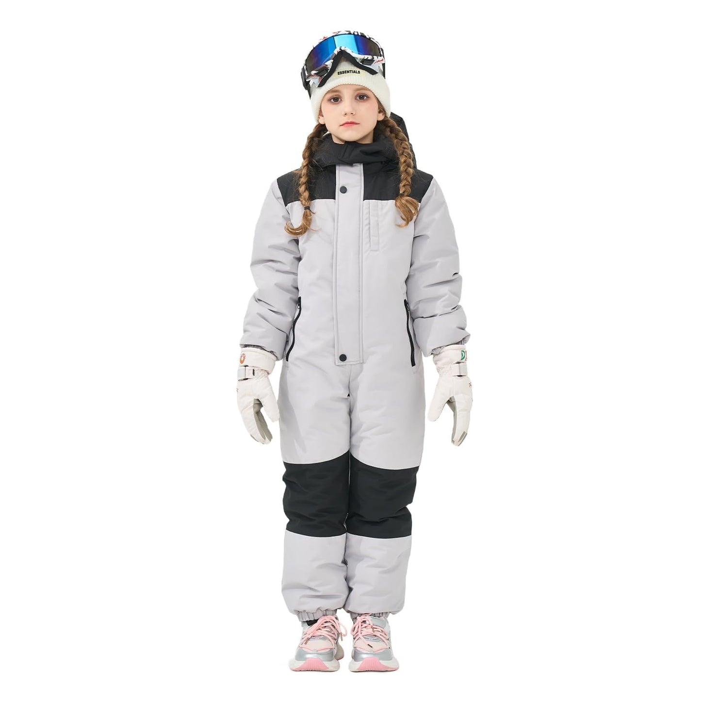 Kids Toddler Snow Suit One Piece for Boys Girls Lightweight Insulated Ski Suit Windproof Hooded Snowsuit Baby Jumpsuit