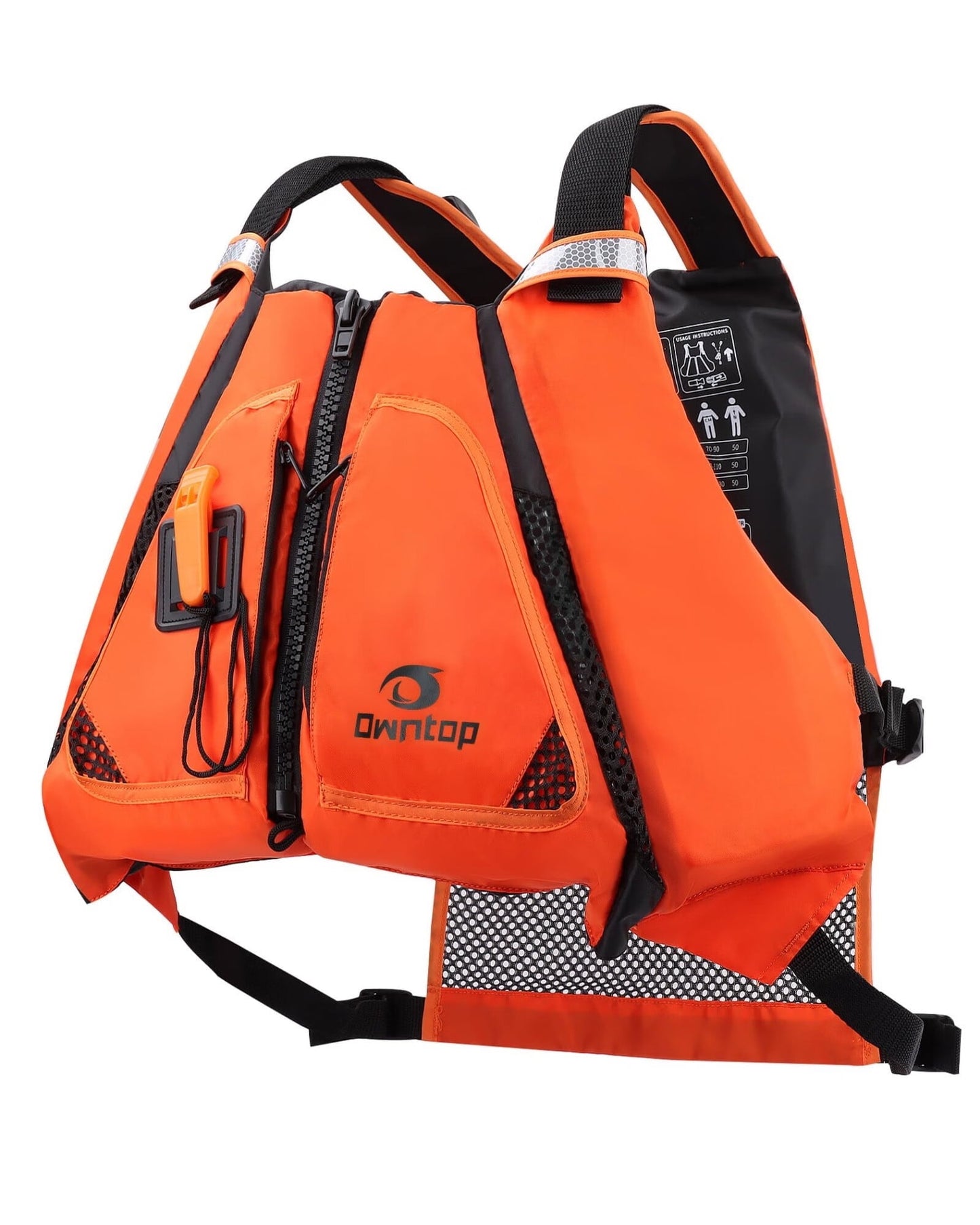 Owntop Adult Swim Vest Life Vest Paddling Vest Excellent Buoyancy High Mesh Back Adjustable Safety Strap Float Jacket for Kayaking,Boating,Fishing,Paddle Sport,Water Sports,Orange