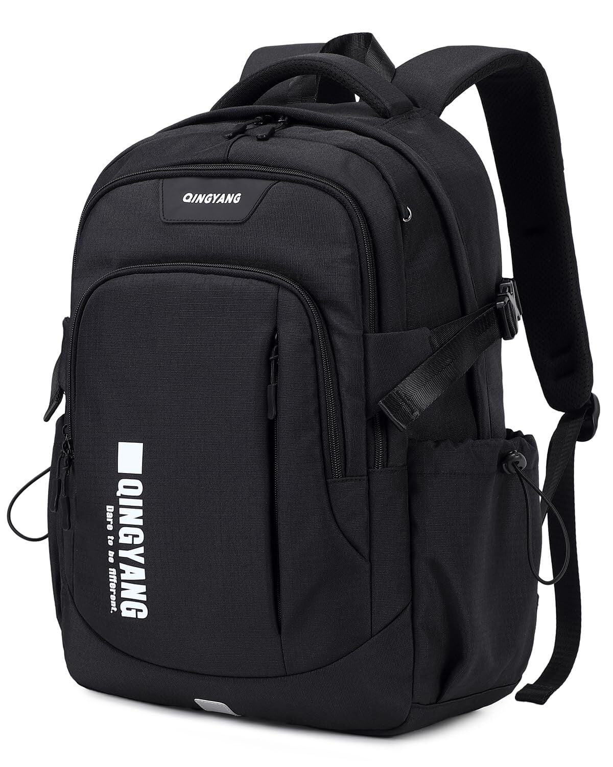 Teens School Backpack , Waterproof Breathable Laptop Bookbag for Middle High School, Lightweight Daypack with 15.6 Inch Computer Sleeve, Black