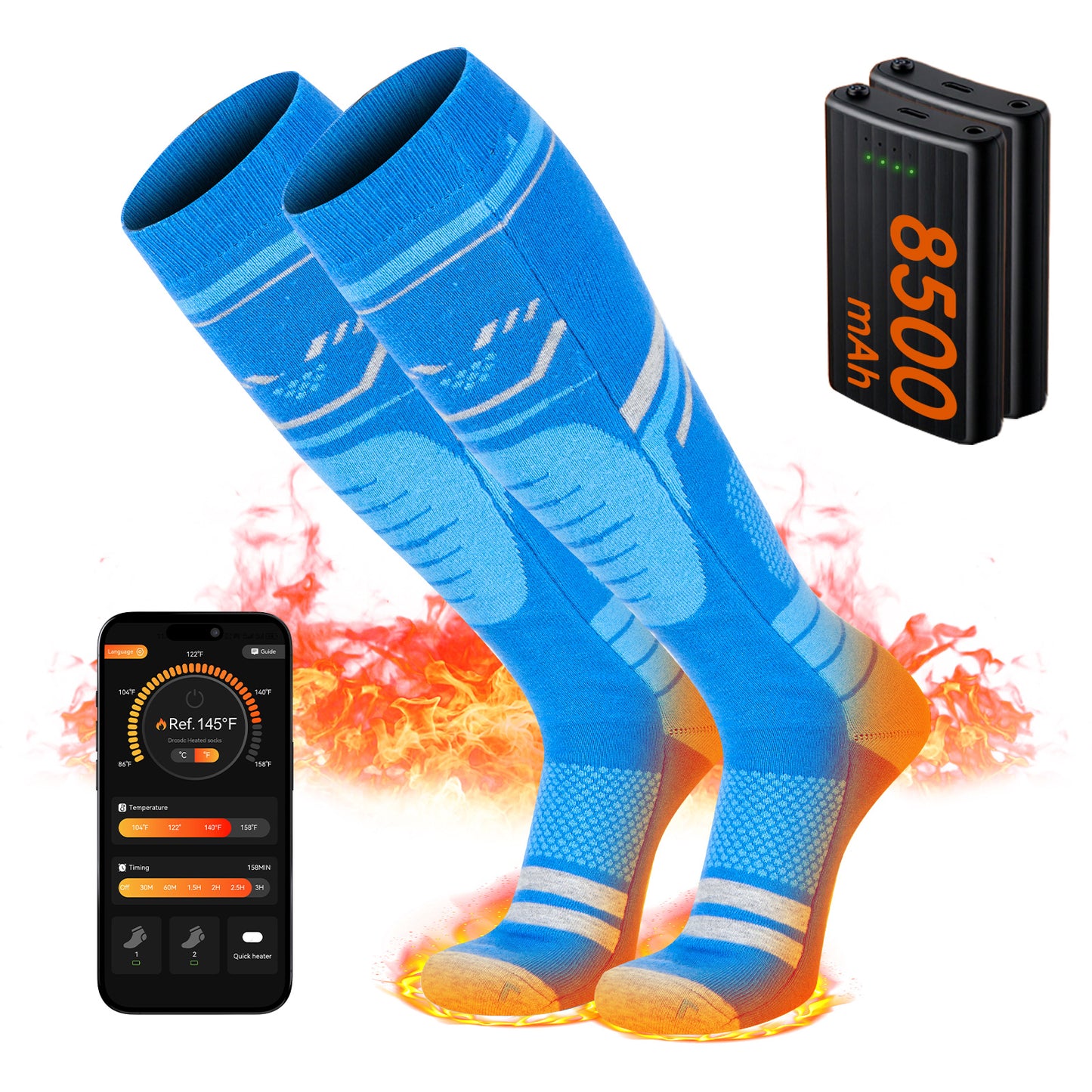 Lobmouse Heated Socks for Men Women with APP Control, 8500mAh Rechargeable Electric Socks,15H Battery Operated Socks Foot Warmer Socks for Men Women,Outdoor Hunting Skiing Cycling Camping Hiking