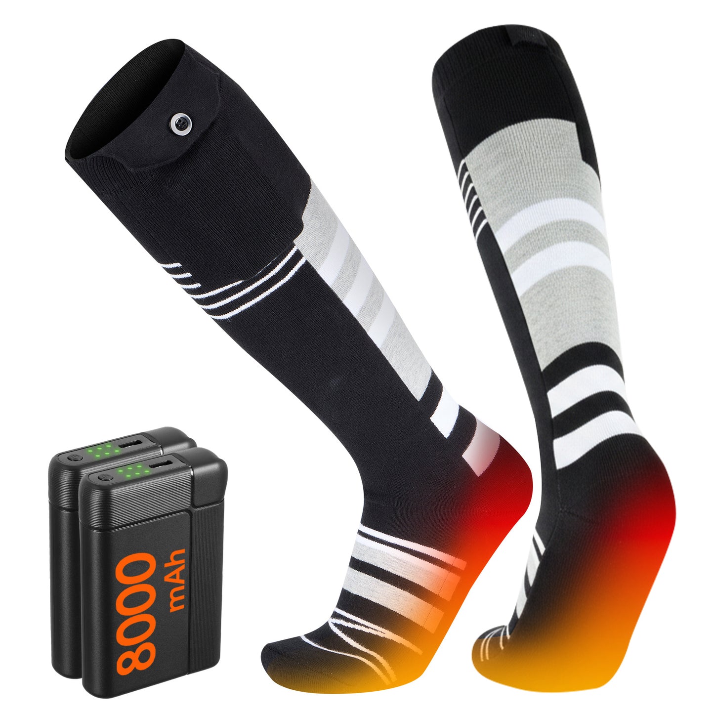 Lobmouse Heated Socks for Men Women, 8000mAh Rechargeable Electric Socks, Battery Operated Socks Foot Warmer Socks for Men Women,Outdoor Hunting Skiing Cycling Camping Hiking,Non-APP Control