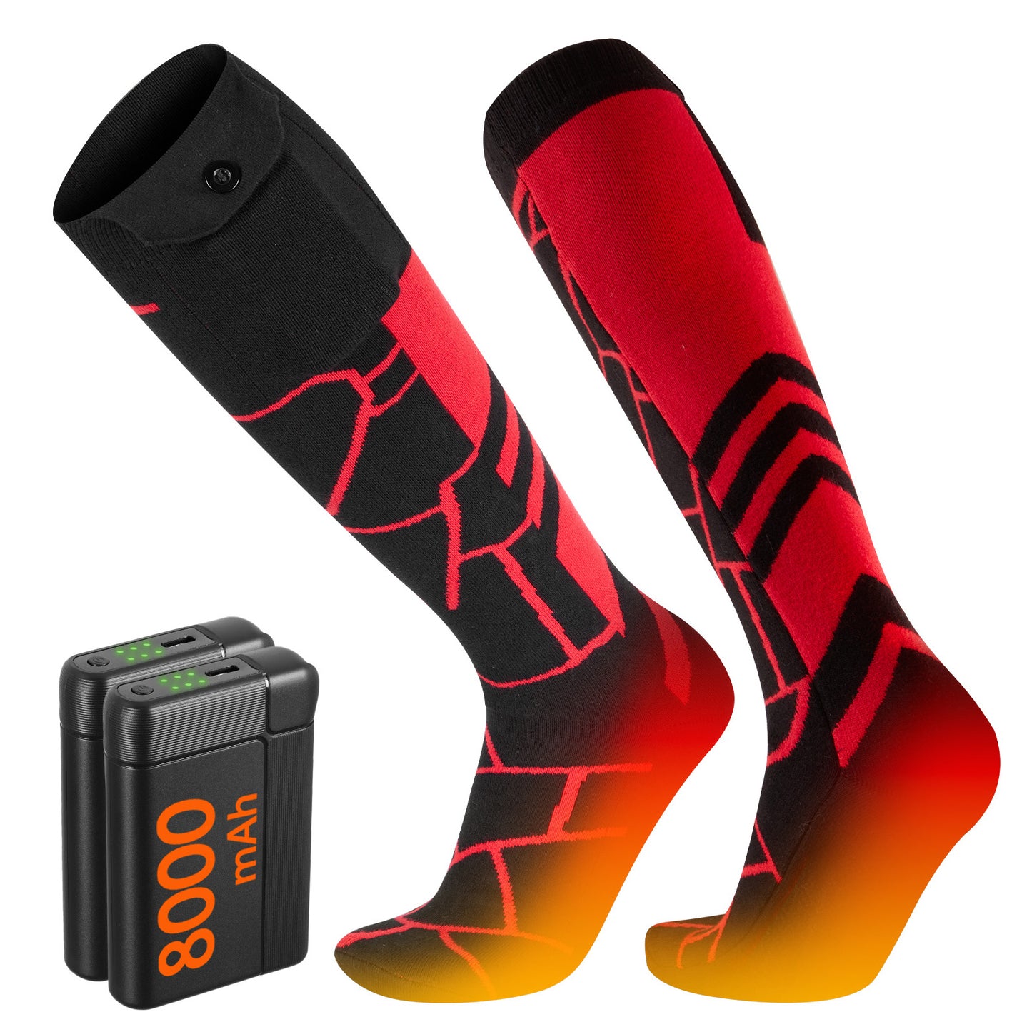 Lobmouse Heated Socks for Men Women, 8000mAh Rechargeable Electric Socks, Battery Operated Socks Foot Warmer Socks for Men Women,Outdoor Hunting Skiing Cycling Camping Hiking,Non-APP Control