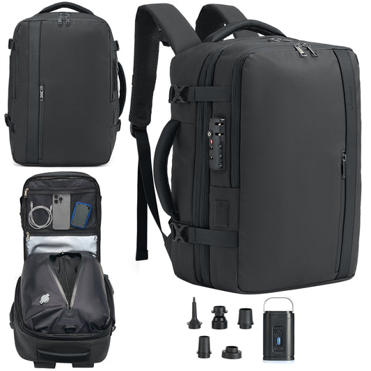 Fegat Vacuum Backpack for Travel,60L Expandable Compression Bag with Pump & TSA Lock,Vacuum Seal Backpack Flight Approved,Airbag Personal Item Carry on Backpacks for Travel Business