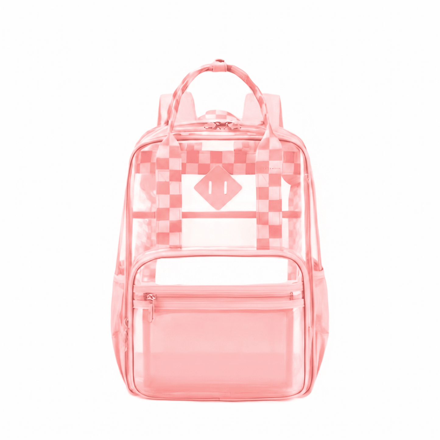 Girls Clear Backpack for Student School Transparent Bookbag with Reinforced Bottom Straps Multi Pockets Pink