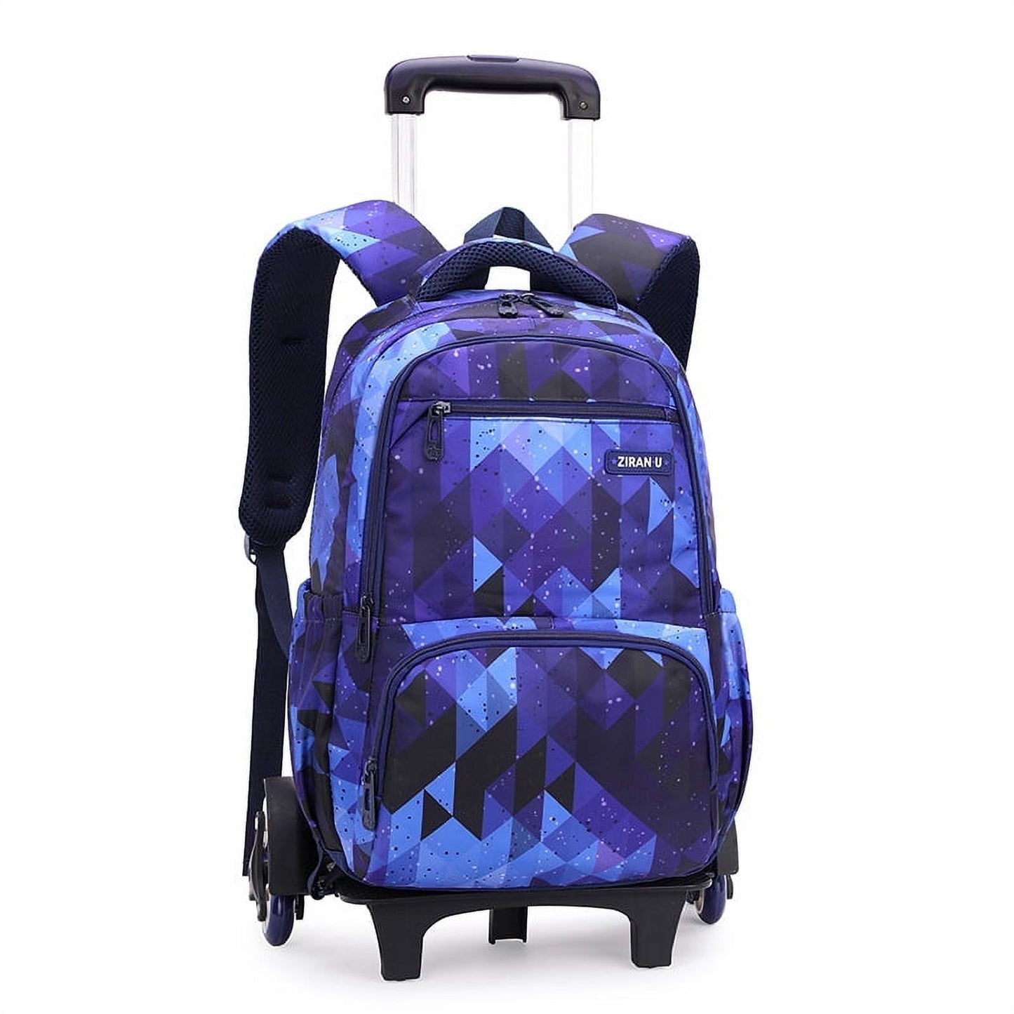 lvyH Rolling Backpack Large-capacity Wheeled Backpack Waterproof Trolley School Bag,Blue (6 Wheels)