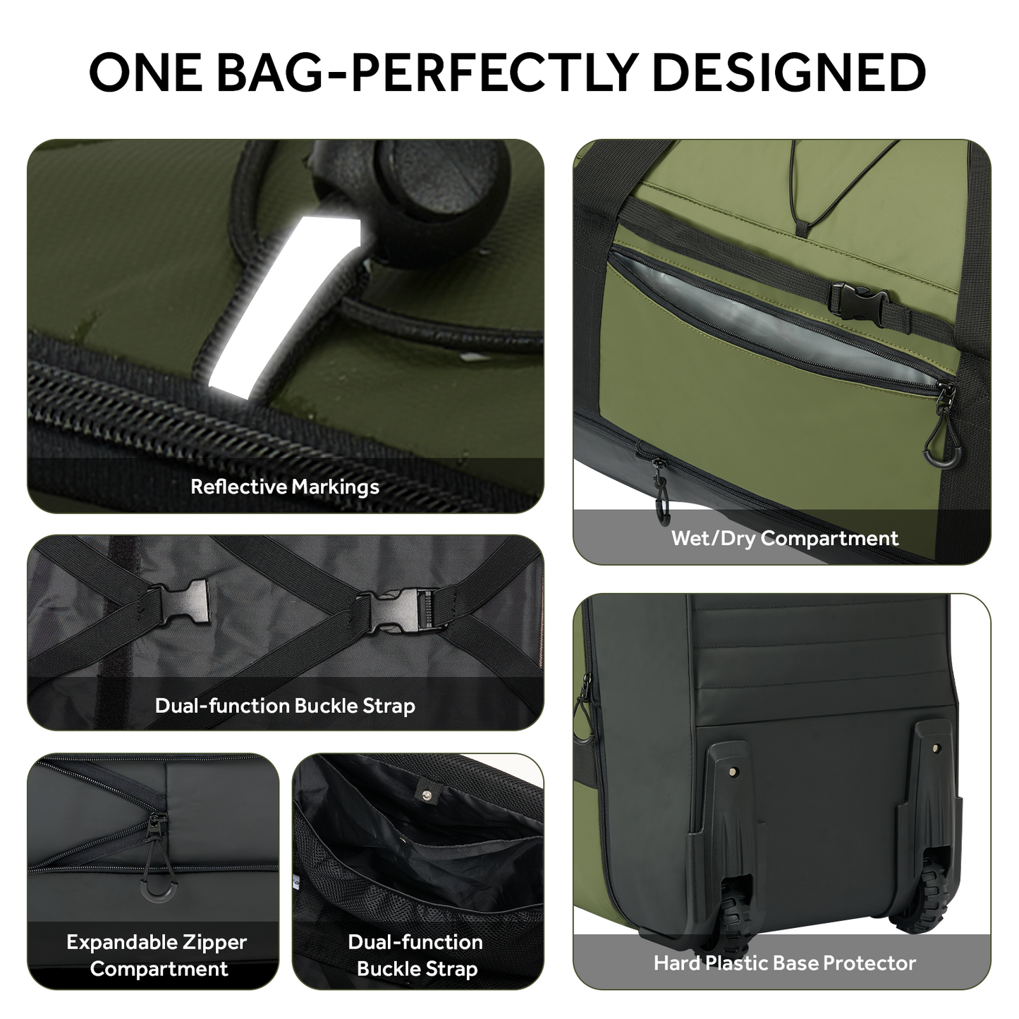 Fegat Foldable Rolling Duffel Bag,30'' Travel Duffel Bag Expandable 100L-120L Heavy Loads Design,Large Waterproof Wheeled Bag for Travel with Straps & Lock