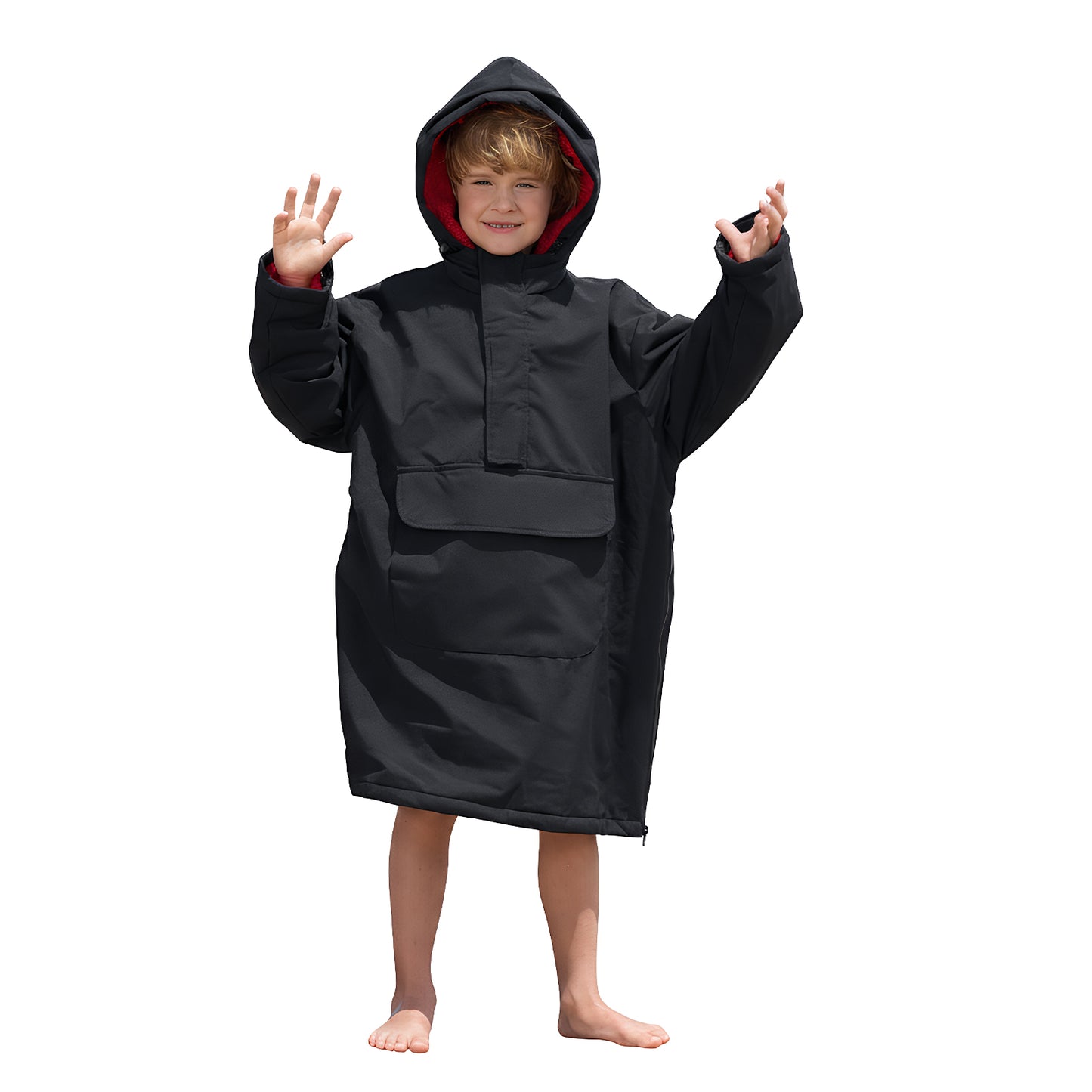 Lobmouse Swim Parka for Adult Youth and Kids,Comfort Sherpa Fleece Lining Swim Jacket,Waterproof Windproof Change Poncho Coat with Large Front Pocket for Surfing Swimming Home