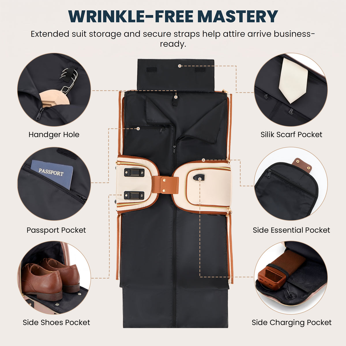 Rolling Garment Bag for Travel,3-in-1 Carry On Luggage with Wheels & Shoe Compartment,Detachable Bag,Large Suitcase Suit Business Duffle Bag,Organize for Suits, Dresses,Gowns