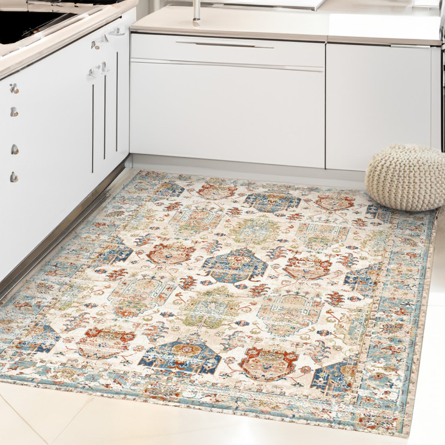 OldPAPA Boho Persian Area Rug - 3'x5' Washable Rugs for Living Room,Machine Washable Rug with Non-Slip,Small Rug Vintage Accent Low Pile Rug for Entryway Bedroom Bathroom Dining Door Mat