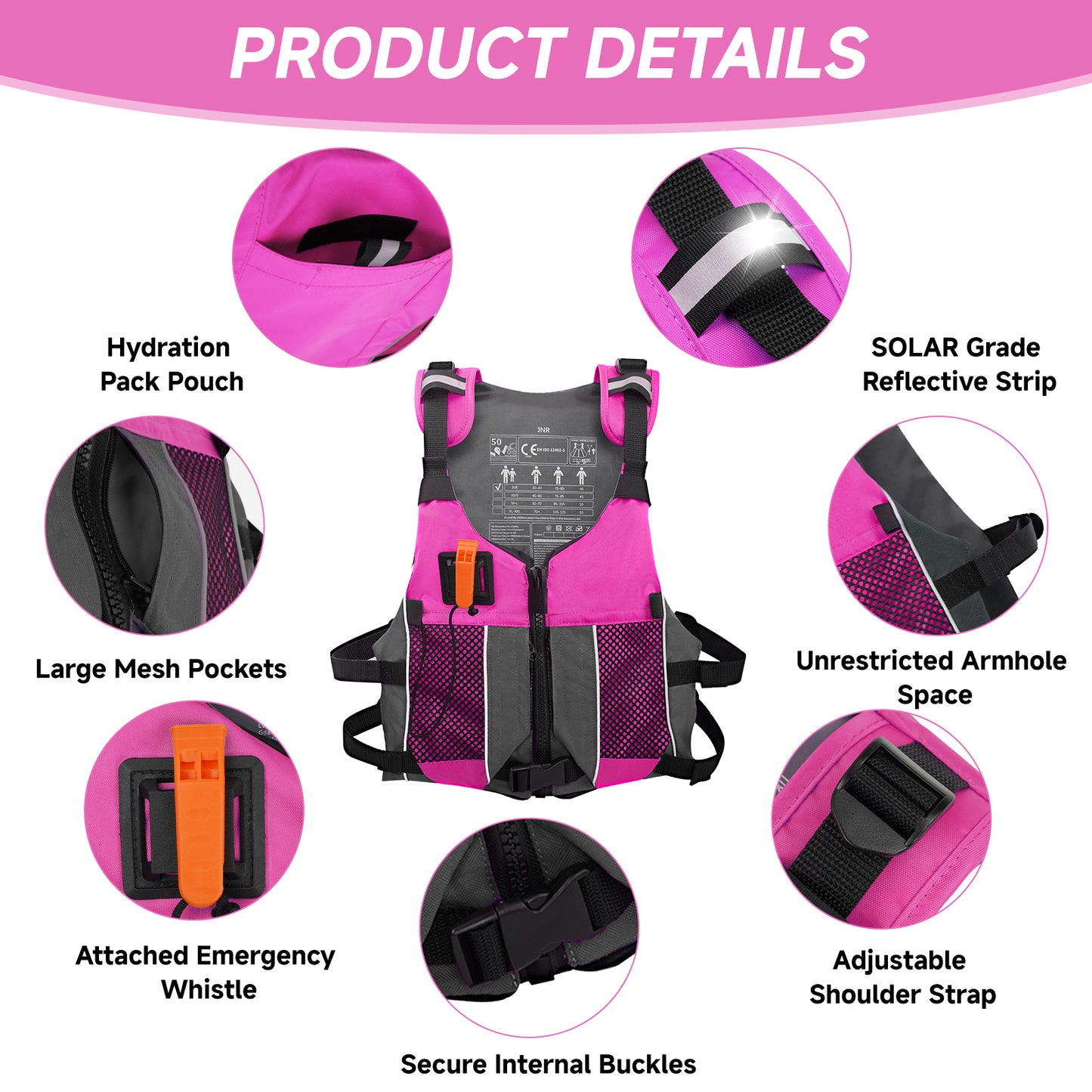 Koorium Life Jacket for Adult,Swim Vest for Men Women,Adults Life Jackets Dual Mesh Pockets Attached Whistle Buoyancy Aid for Fishing, Paddleboard, Kayaking, Boating