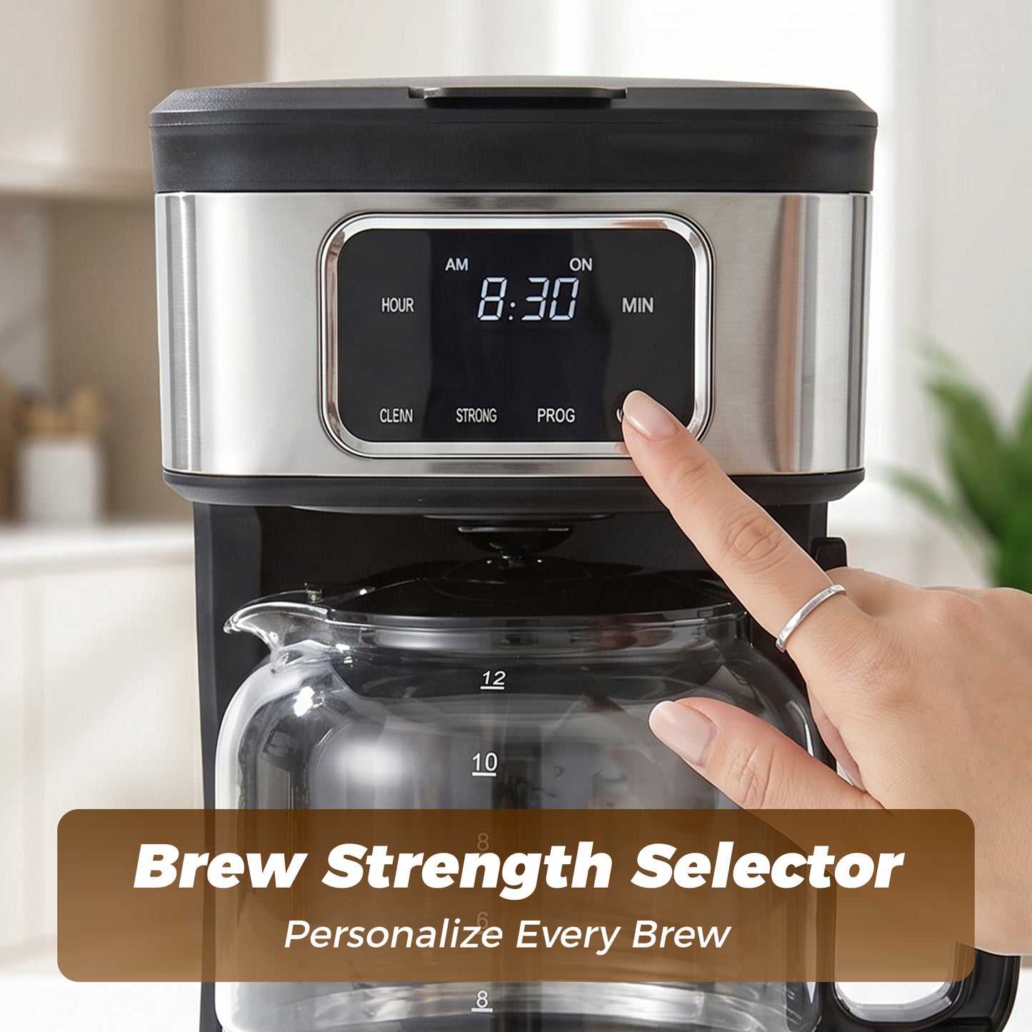 Kuhitley 12 Cup Drip Coffee Maker, 950W Automatic Coffee Machine with Programmable Timer, Strong Brew, 2-Hour Keep Warm & Auto Shut Off, 1.8L for Home Kitchen Daily Use,Black，CM-135ES2