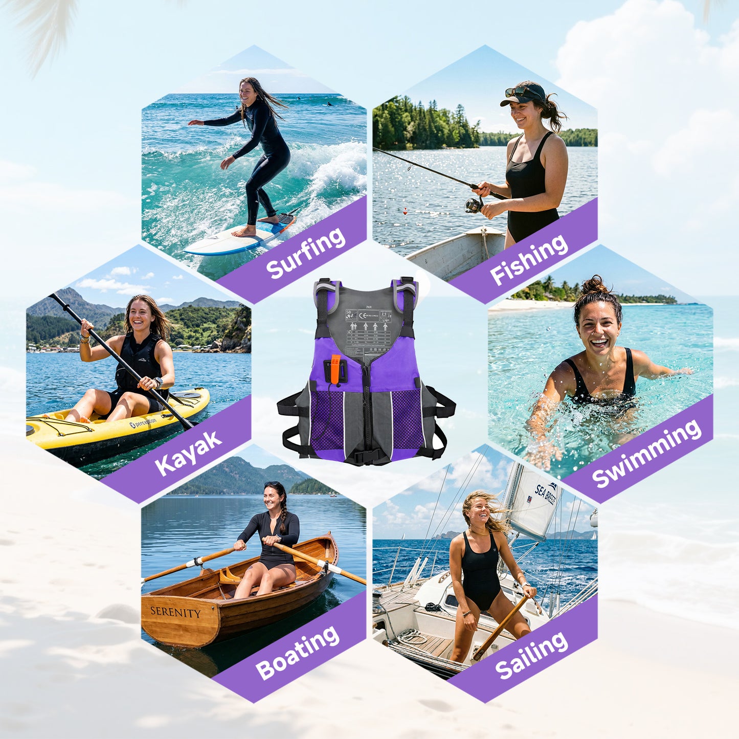 Koorium Life Jacket for Adult,Swim Vest for Men Women,Adults Life Jackets Dual Mesh Pockets Attached Whistle Buoyancy Aid for Fishing, Paddleboard, Kayaking, Boating