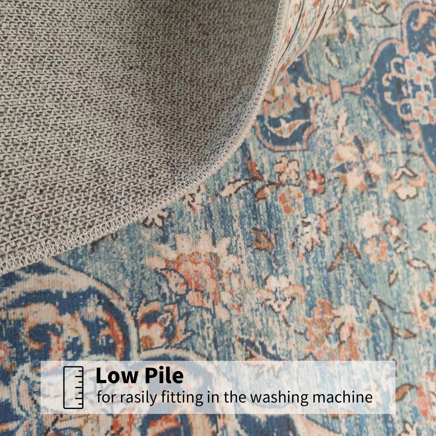 OldPAPA Boho Persian Area Rug - 3'x5' Washable Rugs for Living Room,Machine Washable Rug with Non-Slip,Small Rug Vintage Accent Low Pile Rug for Entryway Bedroom Bathroom Dining Door Mat