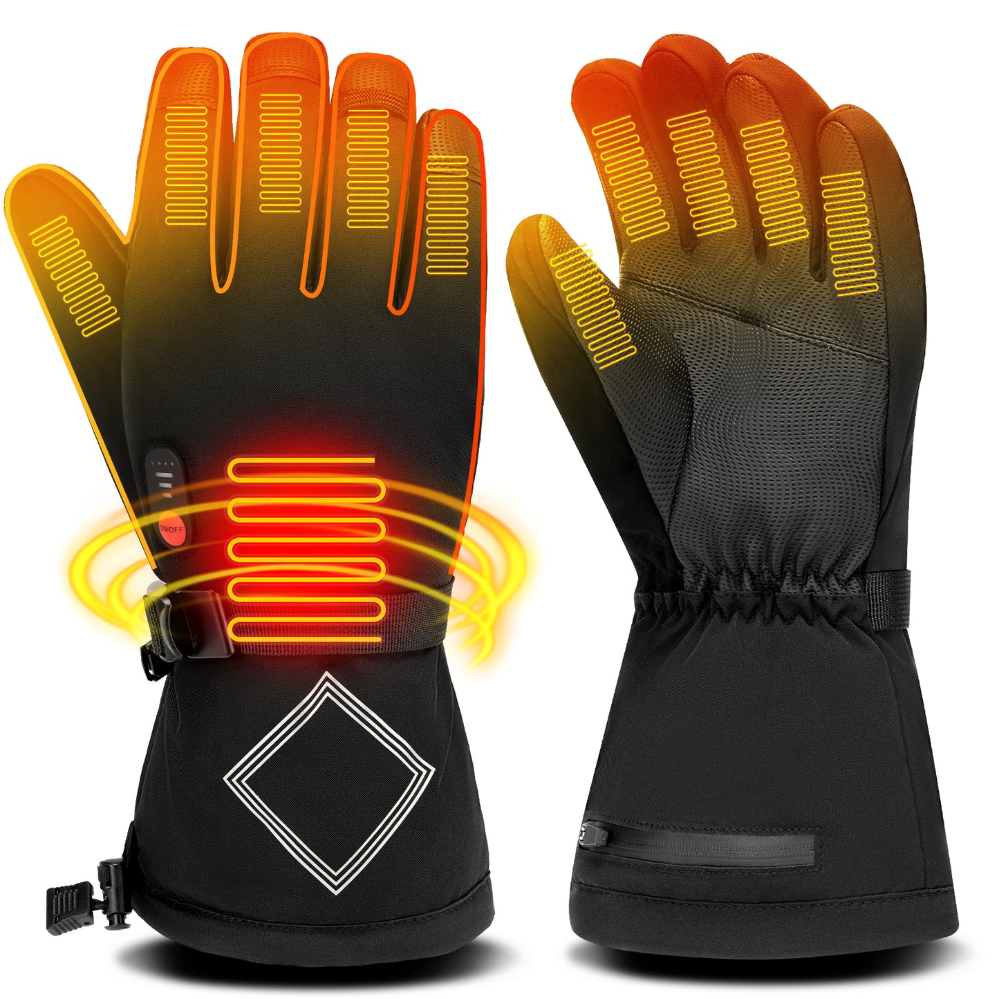 Lobmouse Heated Gloves for Men Women,7.4V Rechargeable Electric Fast Heating Warm Gloves,Waterproof Touchscreen Winter Hand Warmer for Work Skiing Motorcycle Cycling Skating