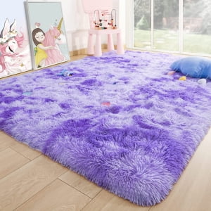 OldPAPA Fluffy Rugs for Living Room, Washable Rugs, 3x5 Area Shag Rugs for Bedroom, Girls Boys Room Decor,Upgrade Anti-Skid Small Carpet for Home Decor Aesthetic, Rainbow Color