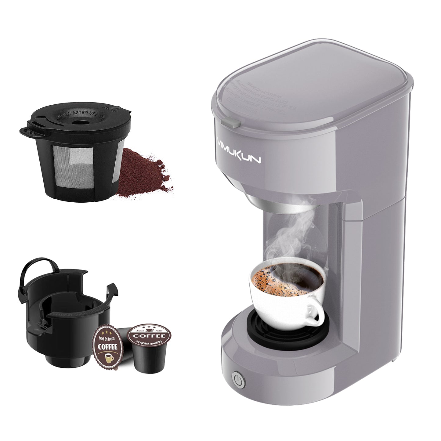 Single Serve Coffee Maker, Mini Coffee Brewer for K-Cup Single Cup Capsule and Ground Coffee, Single Cup Coffee Makers with 6 to 14oz Reservoir, Green