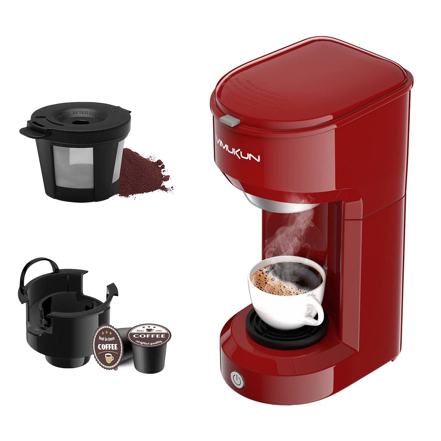 Single Serve Coffee Maker, Mini Coffee Brewer for K-Cup Single Cup Capsule and Ground Coffee, Single Cup Coffee Makers with 6 to 14oz Reservoir, Green