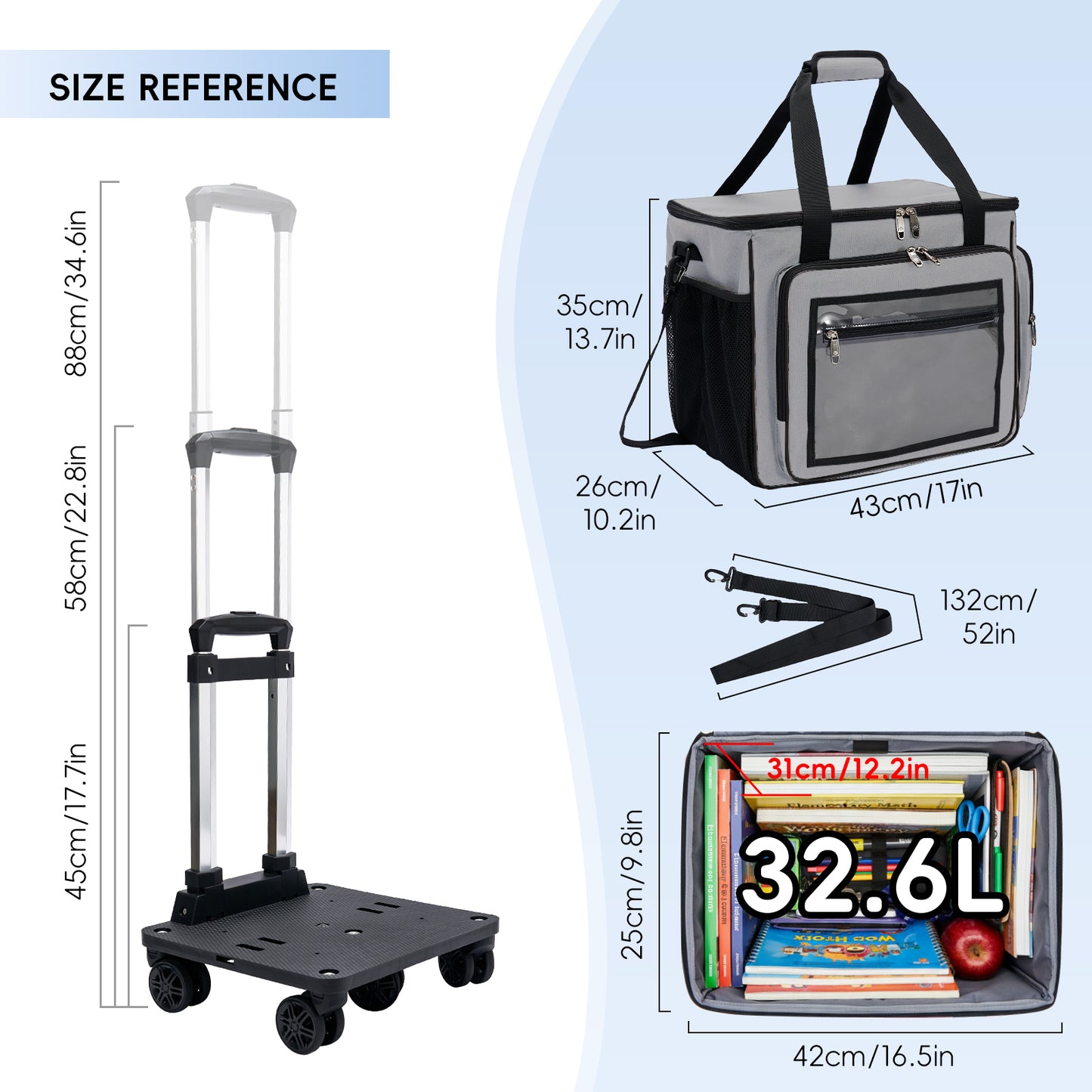 Fegat Rolling Craft Bag,Large Scrapbook Sewing Machine Tote Bag,Roller with Laptop Compartment,Detachable Cart,Sewing Accessories Tote for Women,Craft,Teaching,Office