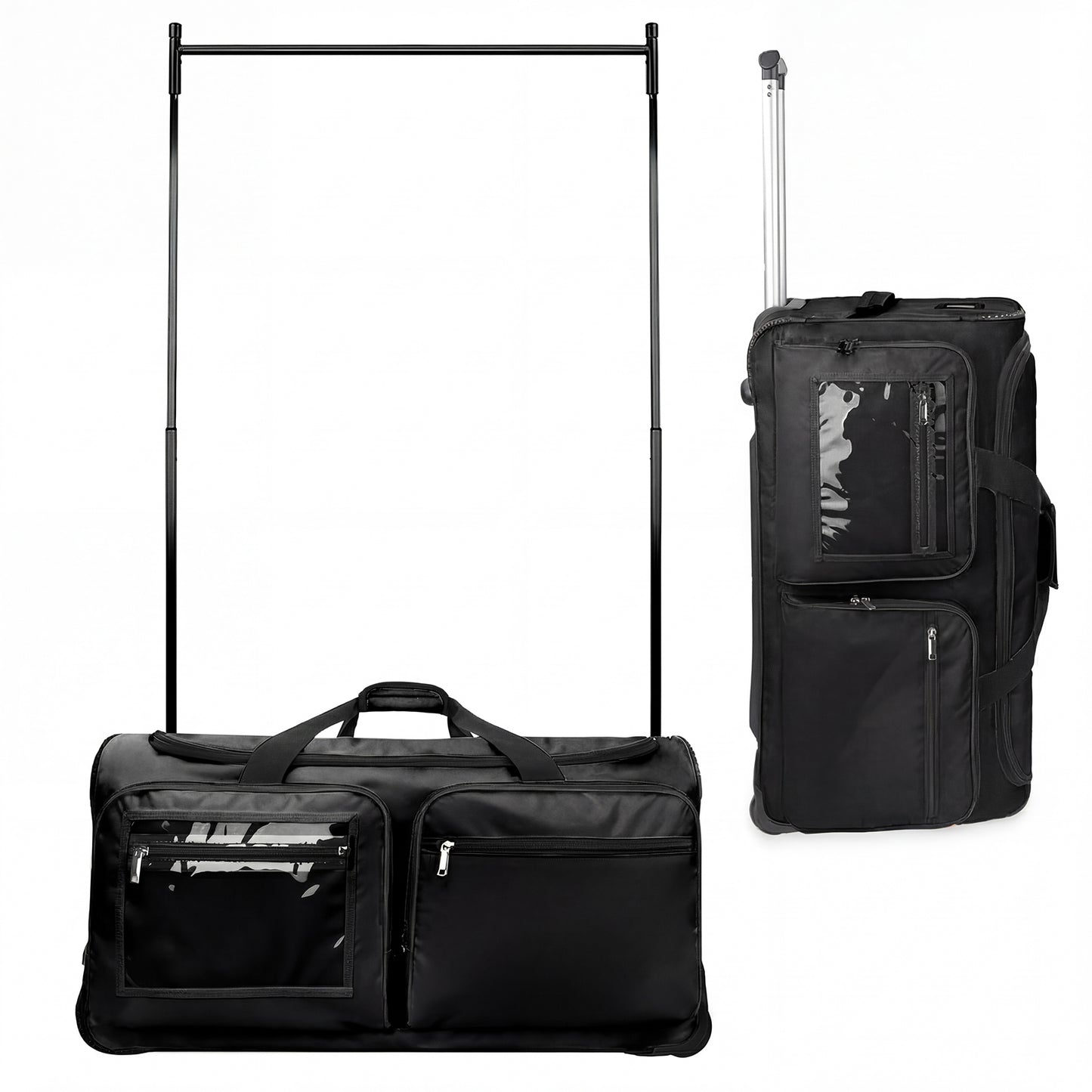 Fegat New Upgraded Dance Bag with Garment Rack,23" Lightweight Rolling Dance Duffel Bag Stable System Wheeled Costume Dance Bag for Dancers Shows Livestreamer Athletes