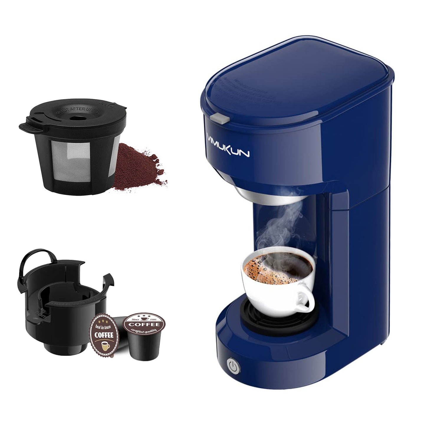 Single Serve Coffee Maker, Mini Coffee Brewer for K-Cup Single Cup Capsule and Ground Coffee, Single Cup Coffee Makers with 6 to 14oz Reservoir, Green