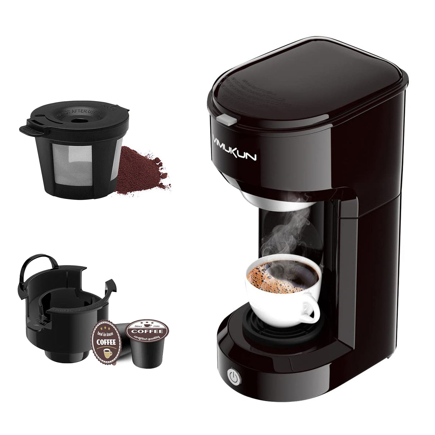 Single Serve Coffee Maker, Mini Coffee Brewer for K-Cup Single Cup Capsule and Ground Coffee, Single Cup Coffee Makers with 6 to 14oz Reservoir, Green