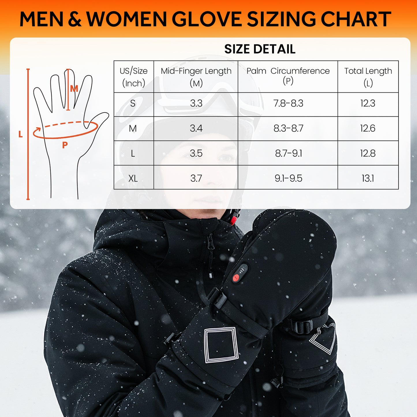 Heated Gloves for Men Women,158°F Heating Electric Rechargeable Winter Mittens,7.4V Leather Waterproof Touchscreen Hand Warmer for Motorcycle Work Ski Cycling(S/M/L/XL)