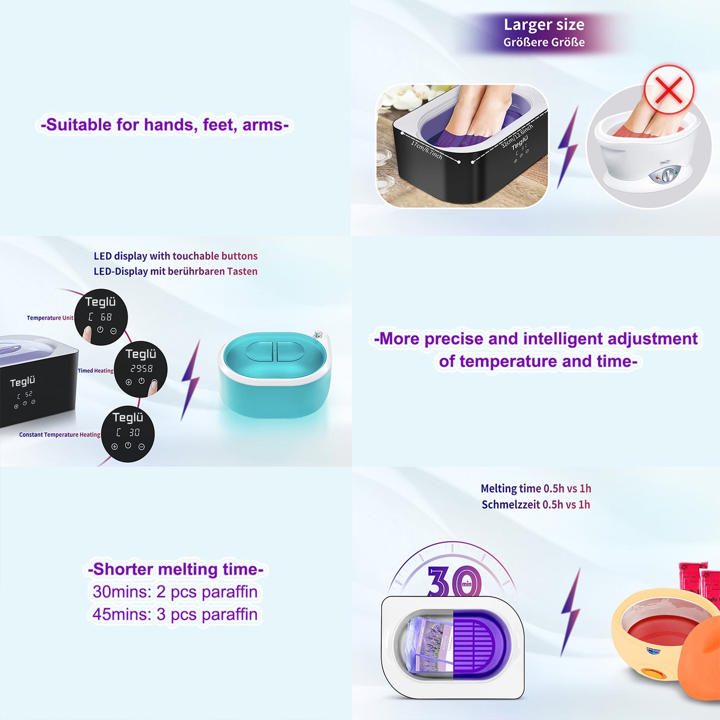 Paraffin Wax Machine for Hand and Feet, Paraffin Wax Warmer 4000ML Wax Bath with 1800g Paraffin Wax 4.0lbs Quick-Heating Paraffin Bath for Smooth and Soft Skin