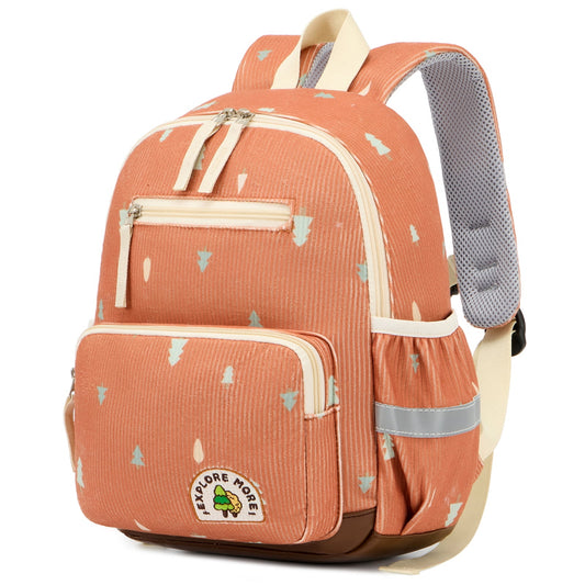 Toddler Backpack for Girls Boys Ages 2-6, Lightweight Preschool Daypack with Reflective 360¡ã Visibility Easy-Clean PU Bottom, Brown Christmas Tree