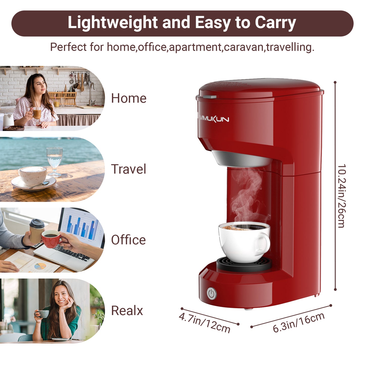 Single Serve Coffee Maker, Mini Coffee Brewer for K-Cup Single Cup Capsule and Ground Coffee, Single Cup Coffee Makers with 6 to 14oz Reservoir, Green