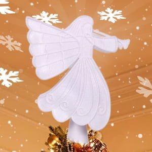 Christmas Tree Topper, Gold Angel Tree Topper Lighted with 3D Rotating Snowflake Projector, Glittering Lighted Xmas Tree Topper for Christmas Holiday Decorations Gift