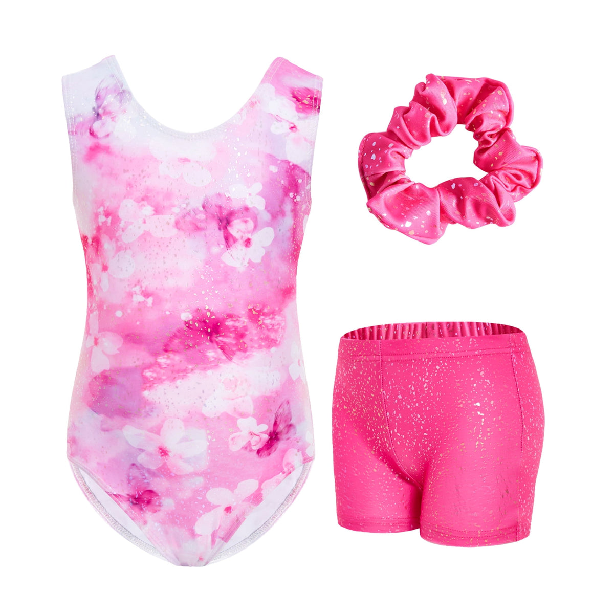 Gymnastics Leotards for Girls, Sleeveless Sparkly Dance Biketards with Shorts Ballet Tumbling Outfit for 3-12 Years