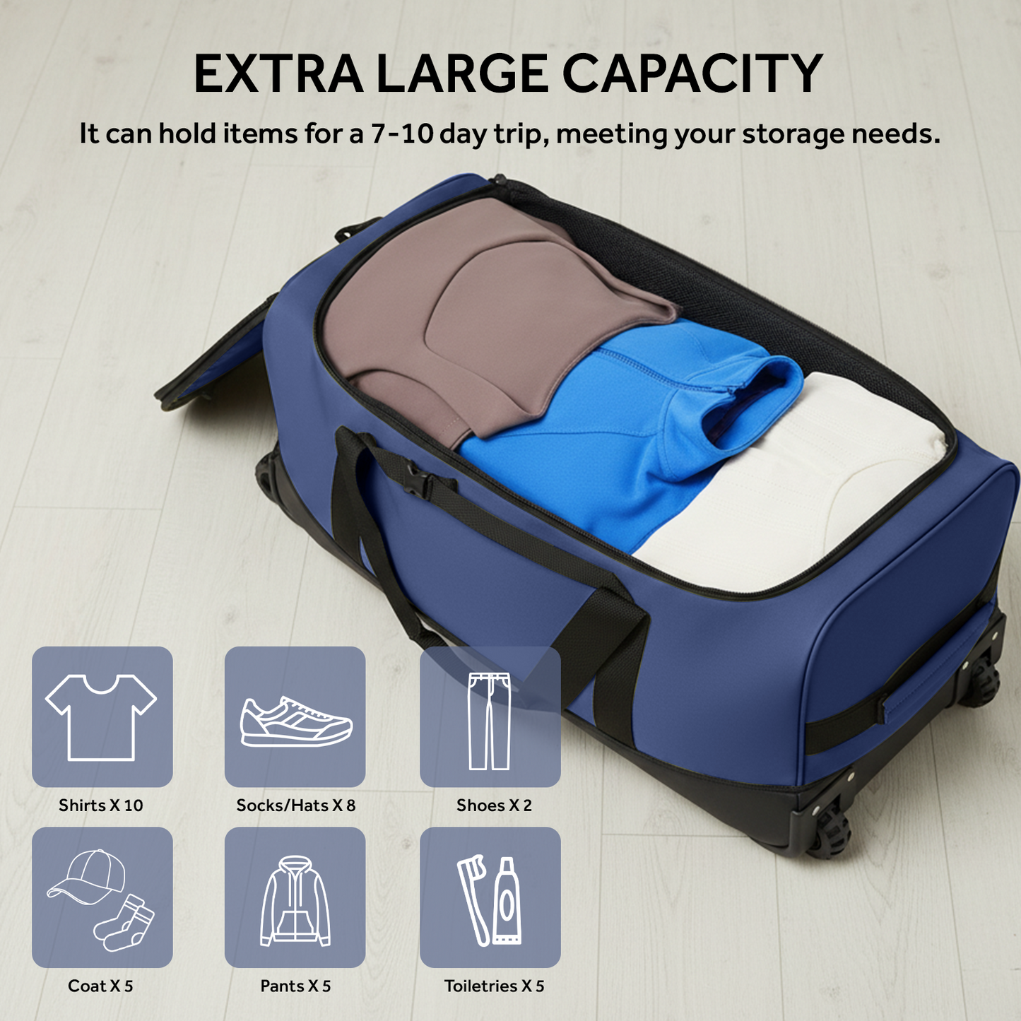 Fegat Foldable Rolling Duffel Bag,30'' Travel Duffel Bag Expandable 100L-120L Heavy Loads Design,Large Waterproof Wheeled Bag for Travel with Straps & Lock