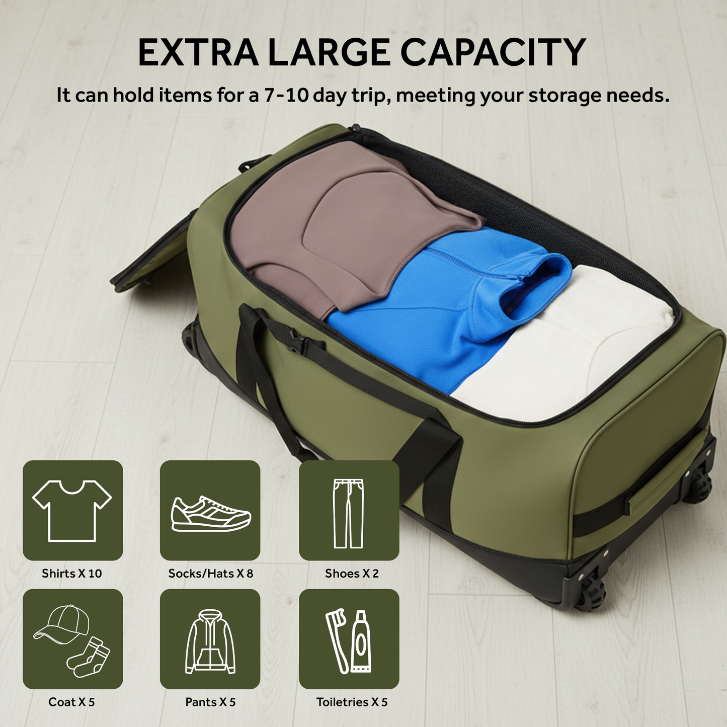Fegat Foldable Rolling Duffel Bag,30'' Travel Duffel Bag Expandable 100L-120L Heavy Loads Design,Large Waterproof Wheeled Bag for Travel with Straps & Lock