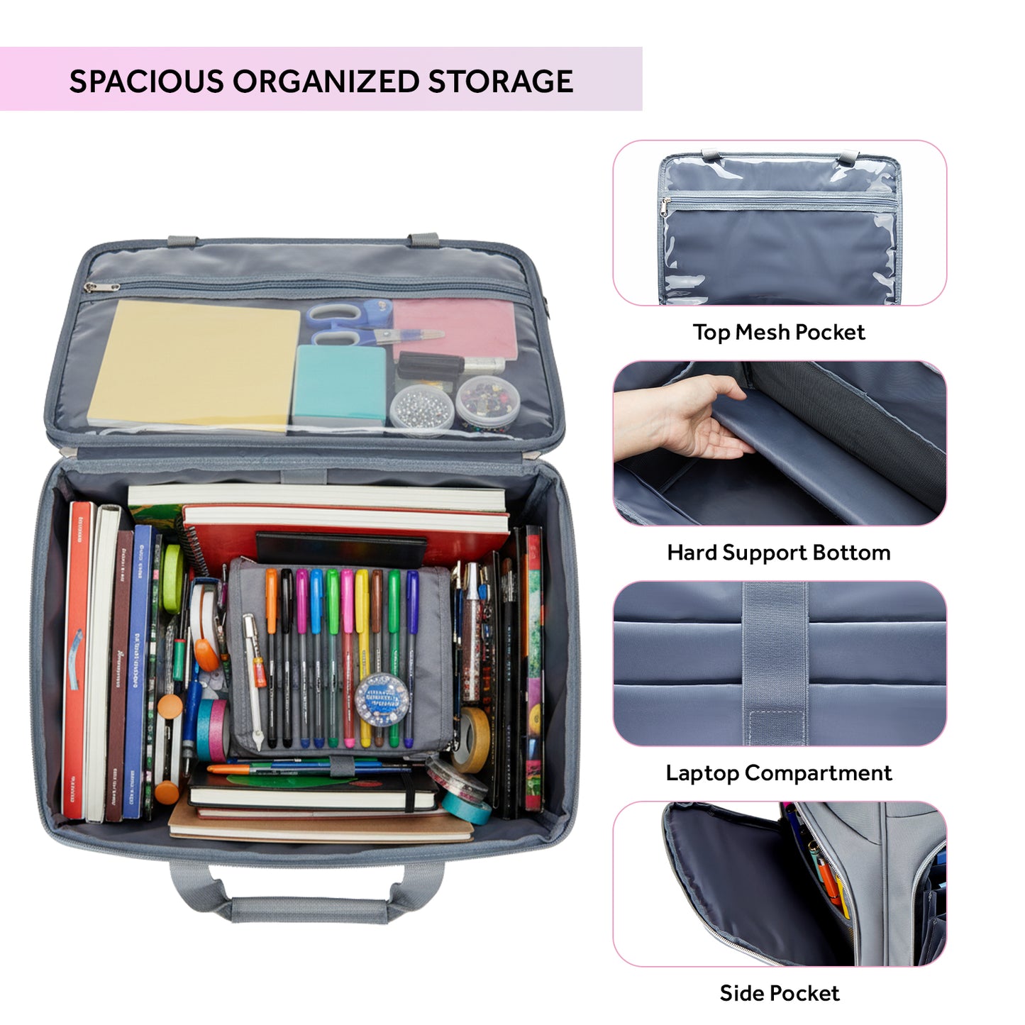 Fegat Rolling Craft Bag,Sewing Machine Tote,Large Sewing Accessories Storage with Wheels,Detachable Rolling Teacher Bag and Transport Tote for Craft,Teaching,Office