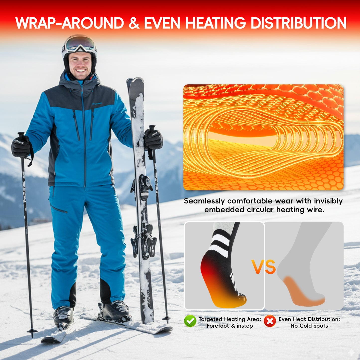 Lobmouse Heated Socks for Men Women, 8000mAh Rechargeable Electric Socks, Battery Operated Socks Foot Warmer Socks for Men Women,Outdoor Hunting Skiing Cycling Camping Hiking,Non-APP Control