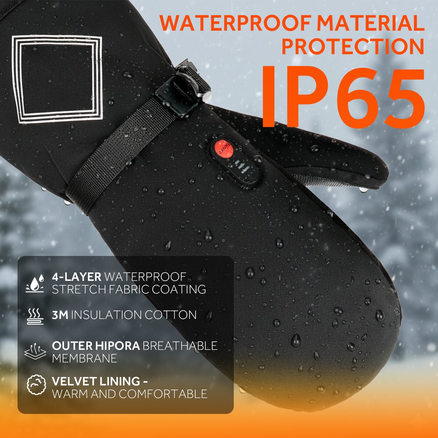 Lobmouse Heated Gloves for Men Women,7.4V Rechargeable PU Waterproof Touchscreen Gloves Winter Hand Warmer,Ski Heating Gloves Ideal for Winter Work Skating Motorcycle Cycling Camping