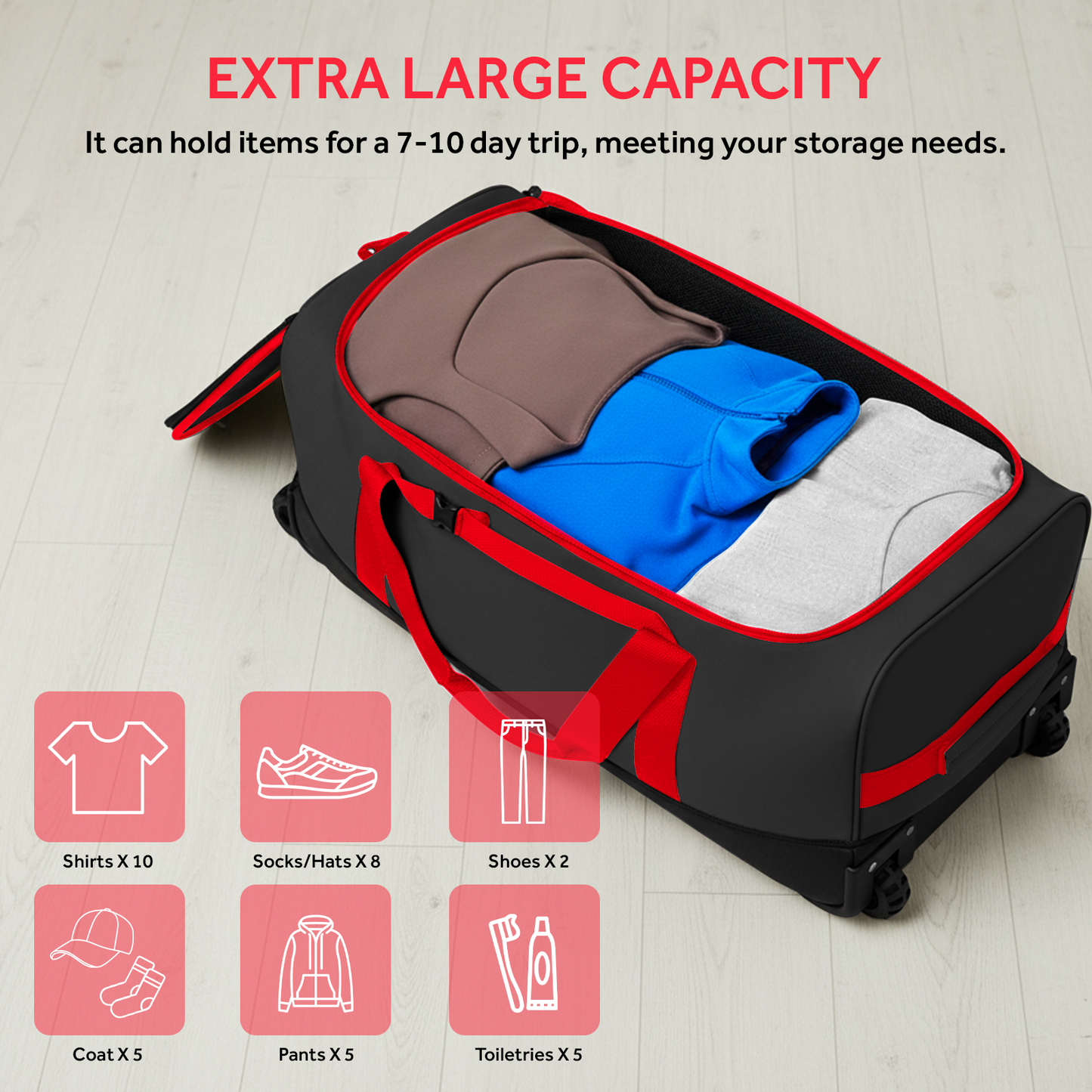 Fegat Foldable Rolling Duffel Bag,30'' Travel Duffel Bag Expandable 100L-120L Heavy Loads Design,Large Waterproof Wheeled Bag for Travel with Straps & Lock